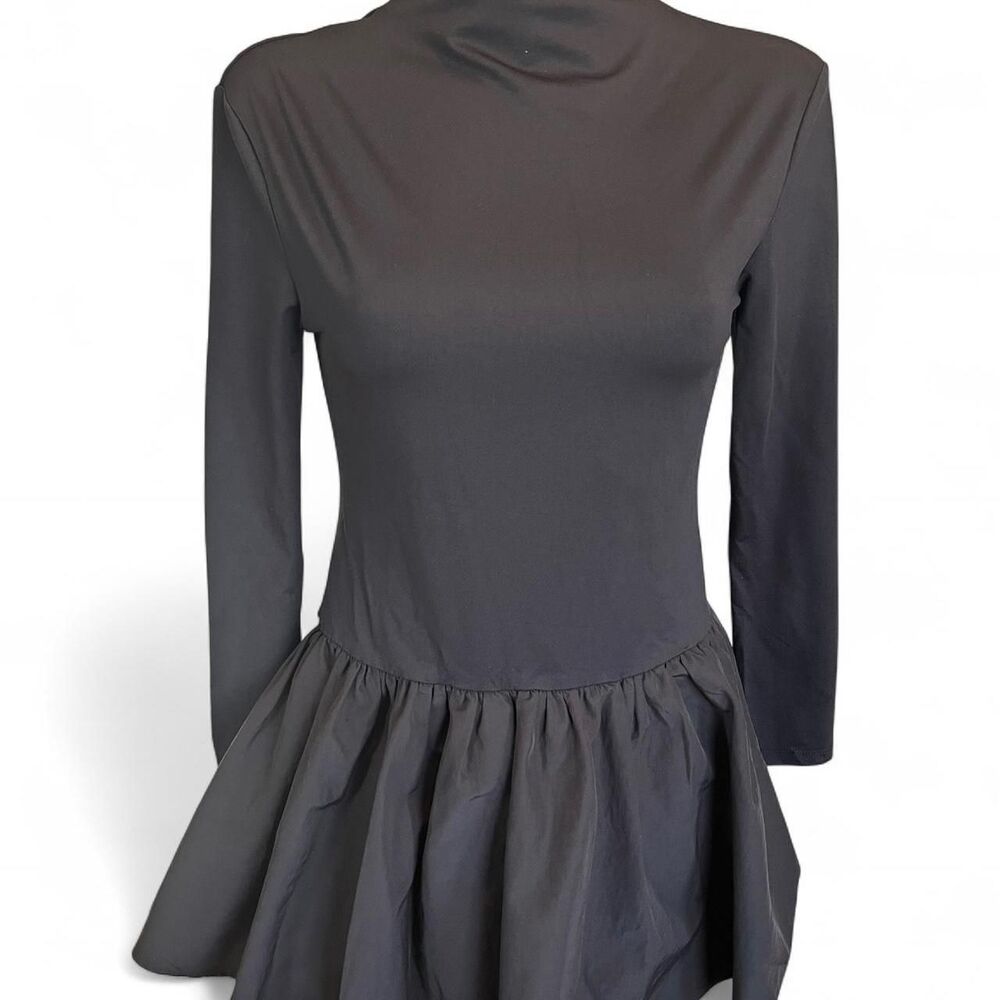 ASOS DESIGN Mixed Media Mock Neck Ruffle Mini Dress Size Medium